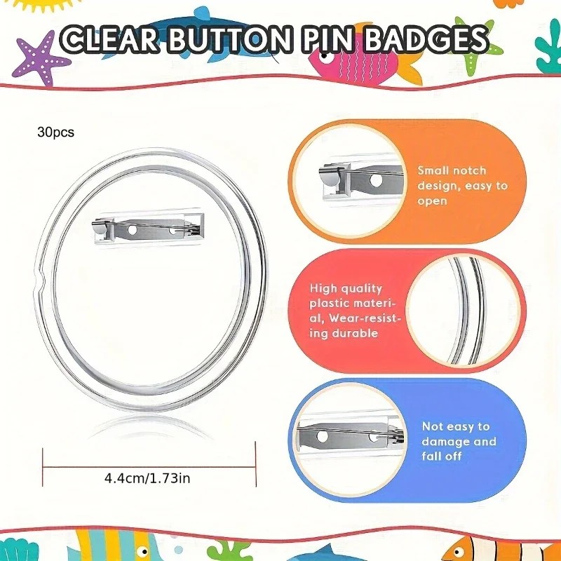 Button Badge Blank - 30 peças de acrílico em branco