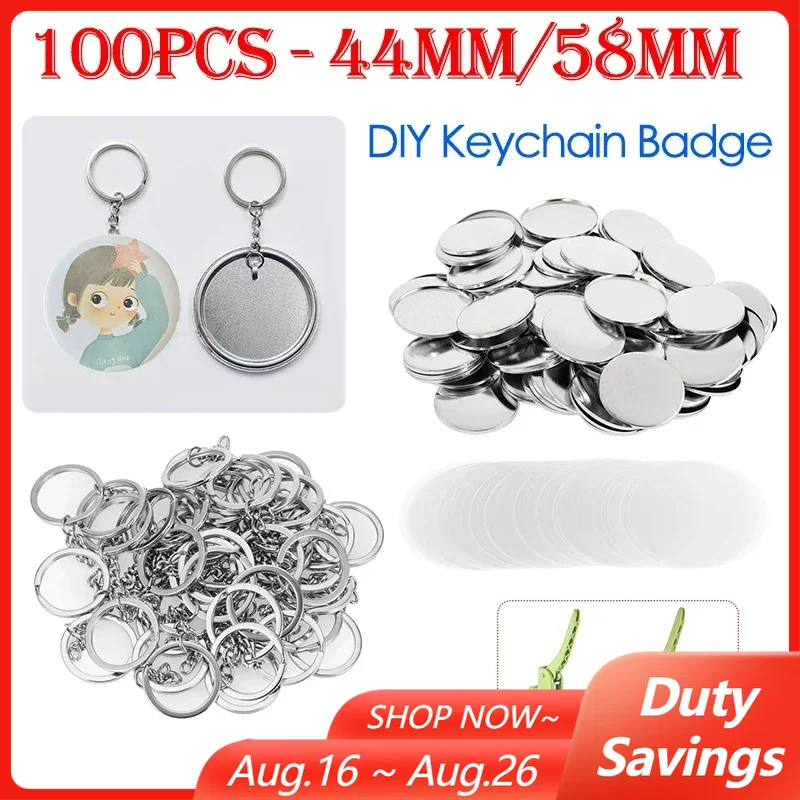 Button Badge Blank - 100 peças 44mm 58mm chaveiros crachá